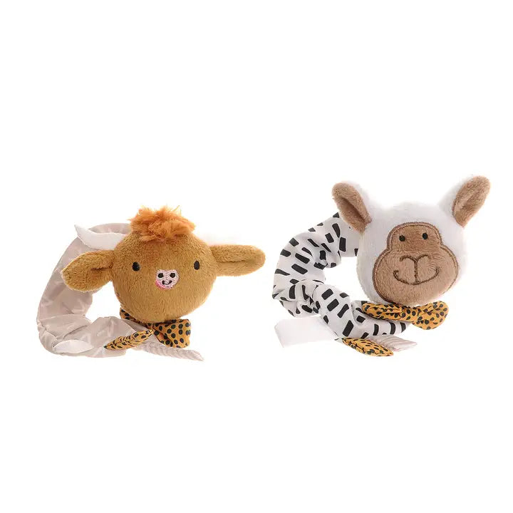 Plush Highland Cow and Sheep Wrist Rattles