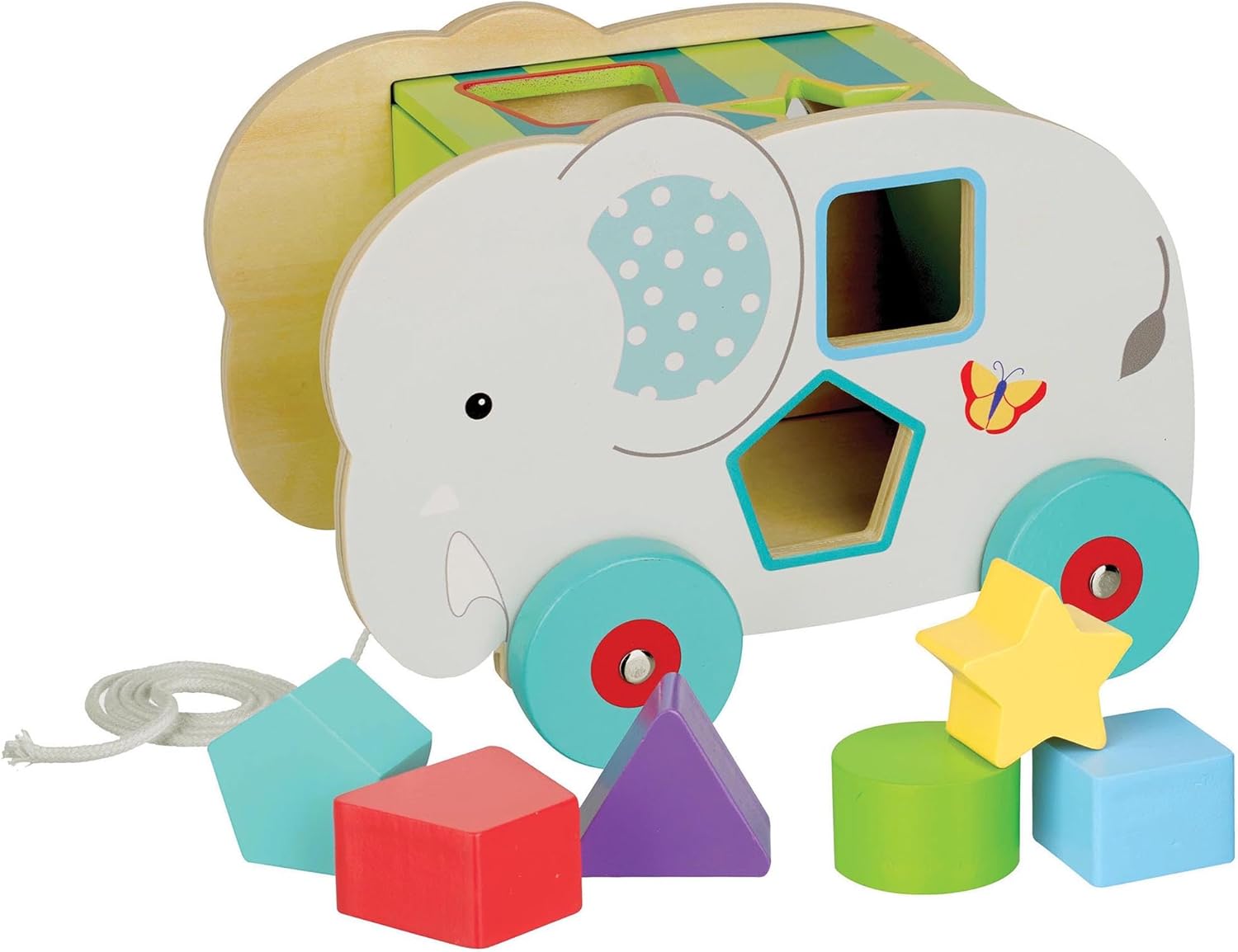 Elephant Wooden Pull Along Shape Sorter