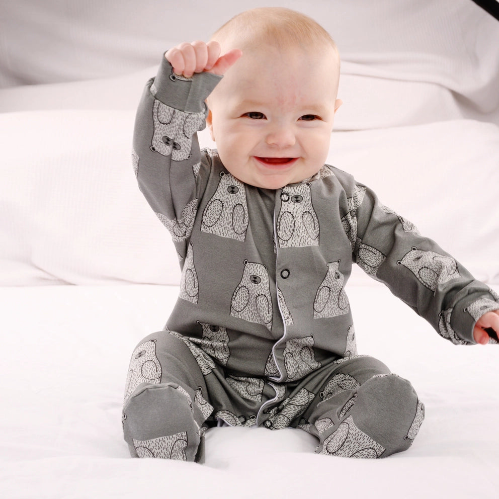 Grey Bear Cotton Sleepsuit