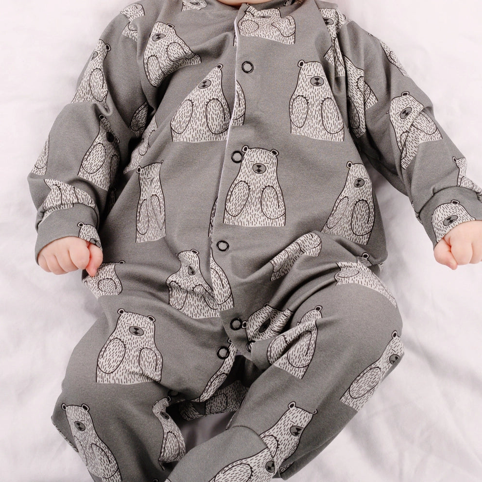 Grey Bear Cotton Sleepsuit