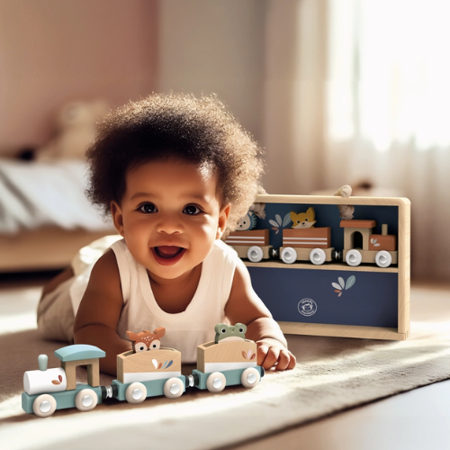 Trains Set in a Display Case