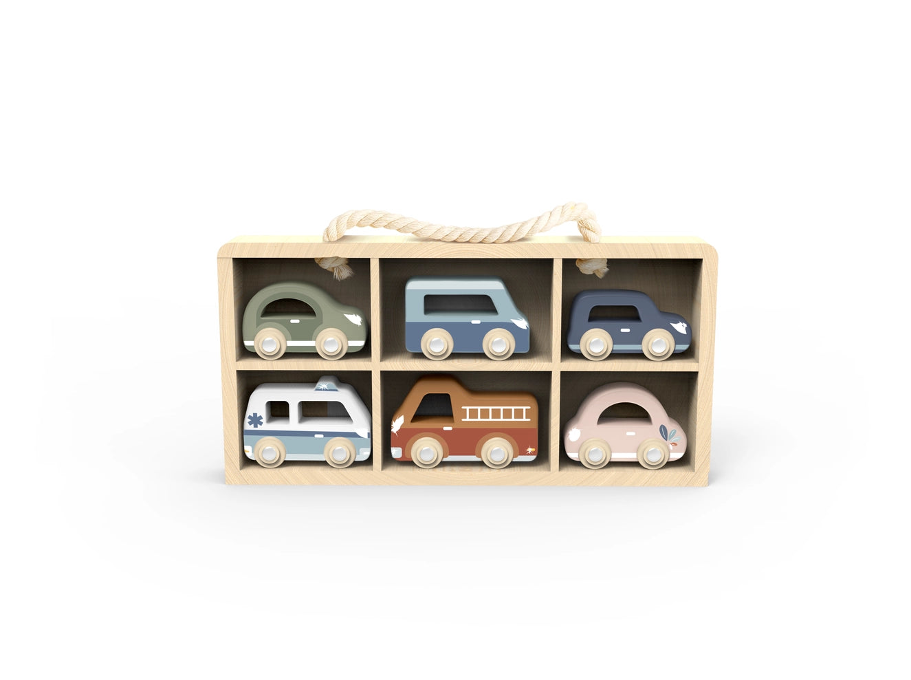 Cars in display case