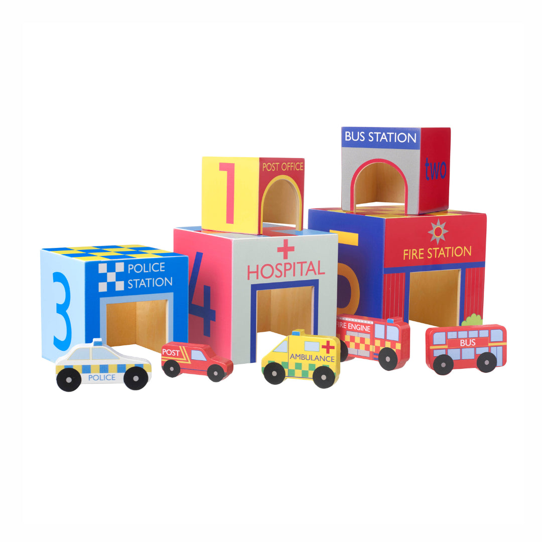 Emergency Services Wooden Stacking Cubes